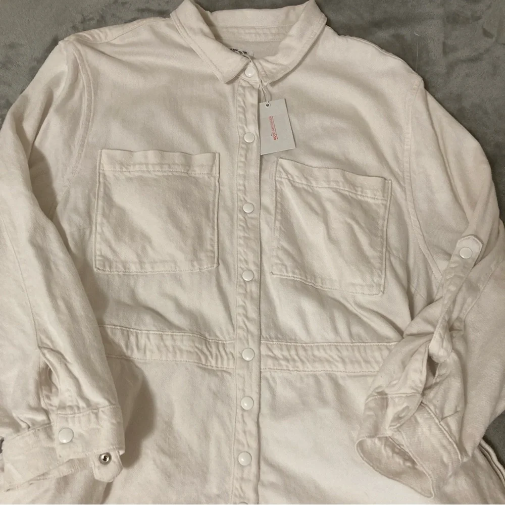 Good American Women’s Romper White Collared Size 7 - Picture 15 of 16